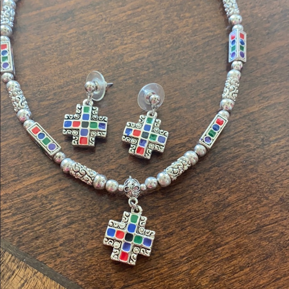 Cross Necklace & Earrings